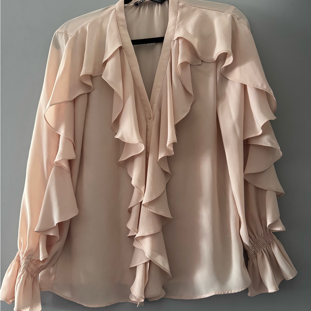 Zara Blush Ruffled Blouse - Picture 7 of 8